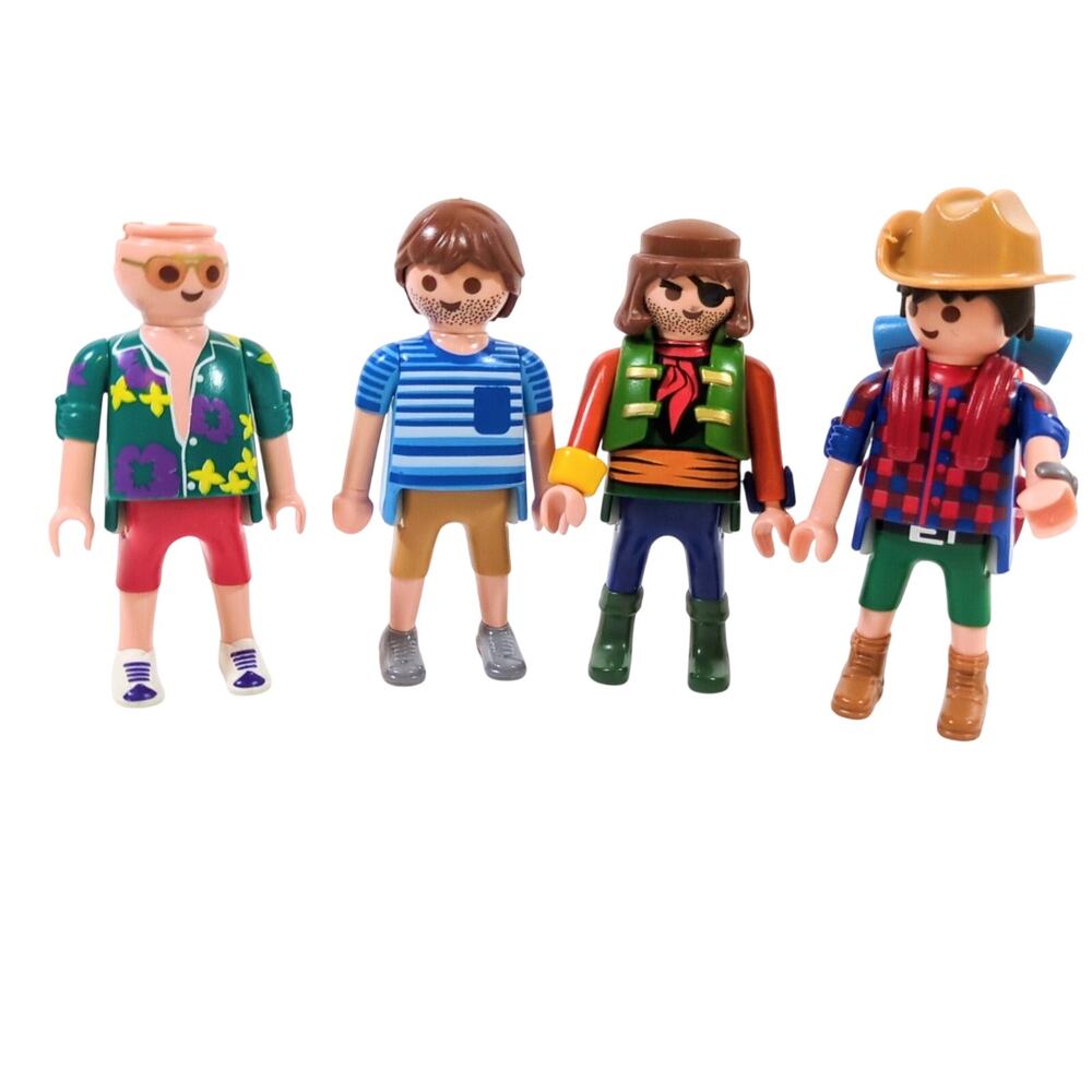 Playmobil Action Figures Lot of 4 - Tourist Pirate Hiker Casual Man